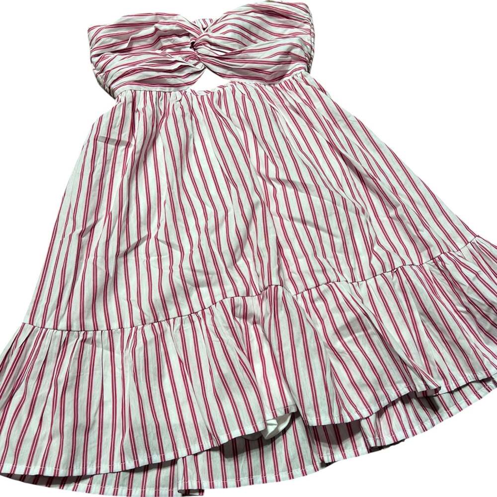 Cotton Candy LA Amelia Red and White Striped Strapless Cutout Mini Dress
